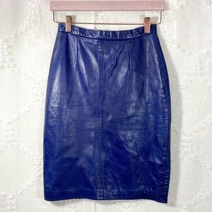 Vintage Michael Hoban for north beach leather blue leather pencil skirt size 5/6